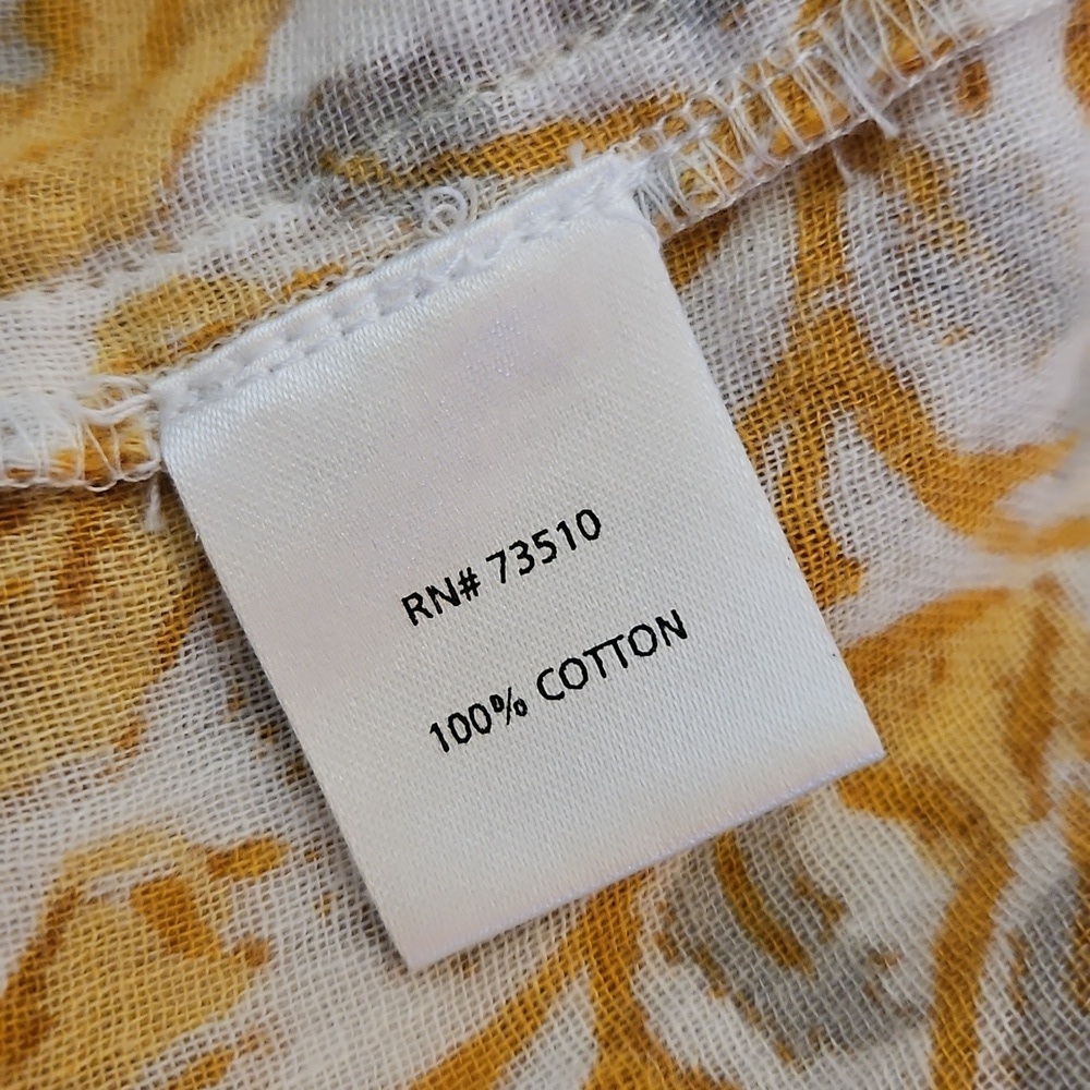 IVY JANE Retro Goldenrod Floral Ruffle Tuxedo Button Down Long Sleeve Shirt - Picture 8 of 9